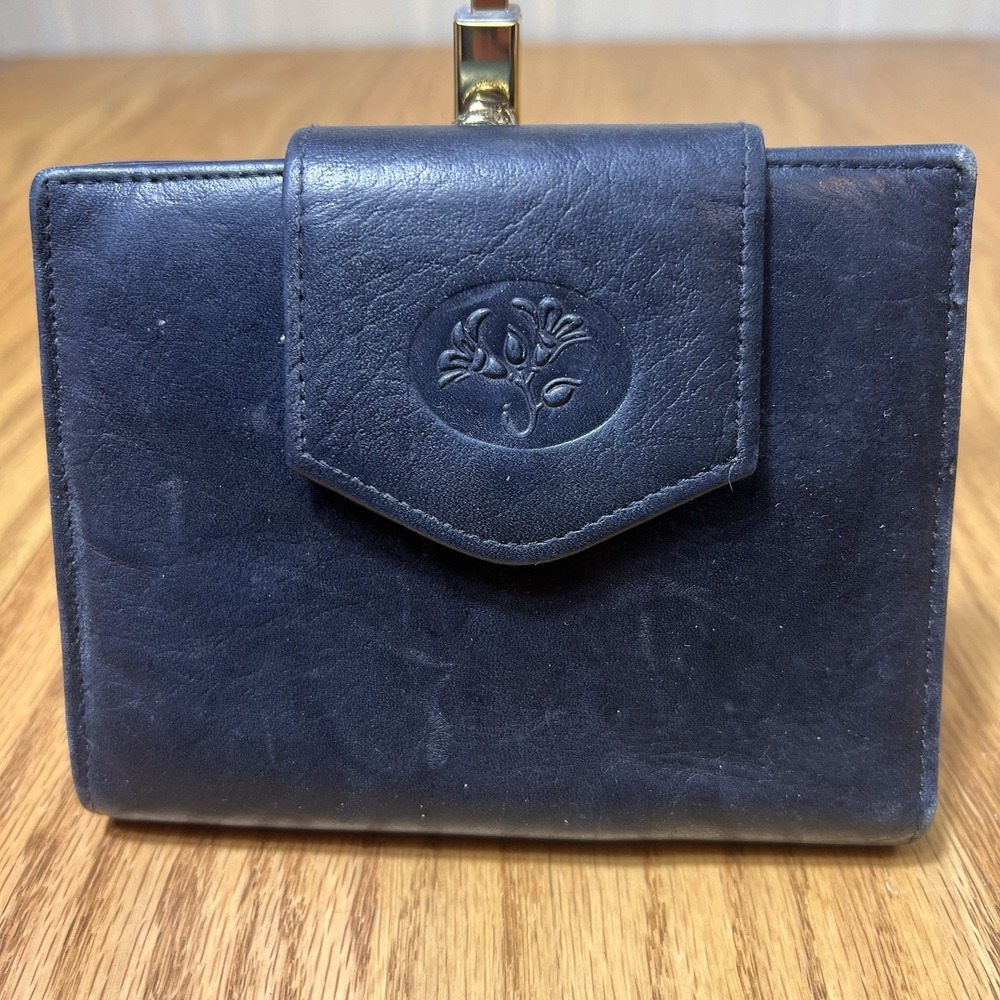 Julia Buxton Womens Heiress Cardex Genuine Leather Wallet Navy Blue Purse